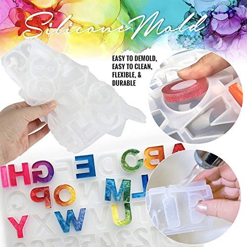 Pixiss Home Silicone Mold for Epoxy Resin, Letter Molds for Casting Decorations and Crafts