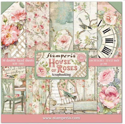 STAMPERIA INTERNATIONAL, KFT PAPER PAD 12X12 10PK HOUSE ROSE, 30.5 x 30.5 (12" x 12"), Multicoloured