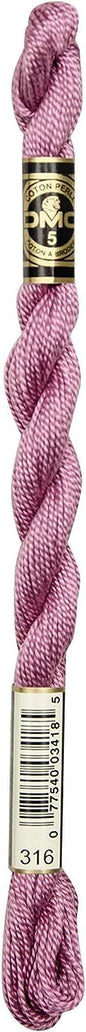 DMC 115 5-316 Pearl Cotton Thread, Medium Antique Mauve, Size 5