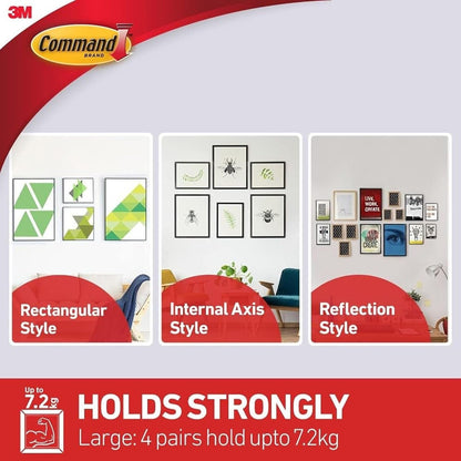 Command 17206BLK Heavy Duty, Holds 16 lbs Picture Hanging Strips, 4 Pairs, Black, 4 Count