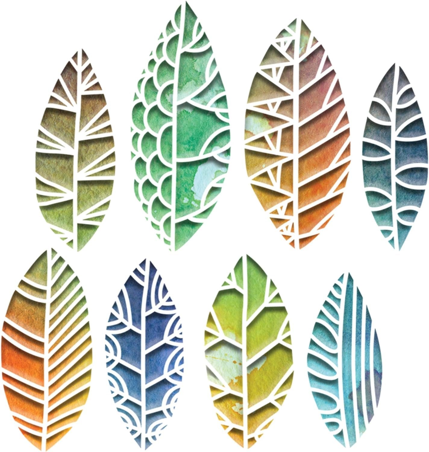 Sizzix Thinlits Die Set 8 Pack Cut Out Leaves by Tim Holtz, Multicolor