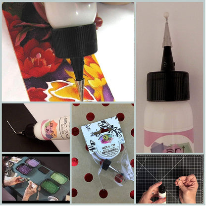 Art Glitter Designer Dries Clear Adhesive Non-Toxic Water-Based 2oz (60ml) and 16oz (480ml) with Metal Tip Precision Application Writing Tool — Arts and Crafts Scrapbooking Supplies Kit