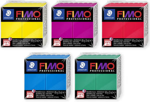 Staedtler 8004 FIMO Professional Oven-Hardening Polymer Modelling Clay - Pack of 5 x 85g Blocks - True Colours