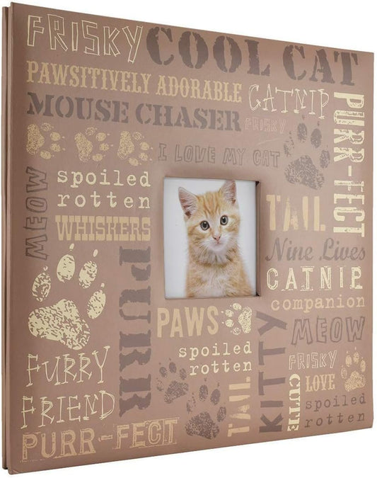 MCS Expandable 10-Page Pet Scrapbook Album with Photo Opening Cover and 12 x 12 Inch Pages, 13.5 x 12.5 Inch, Cat