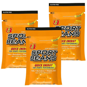 Jelly Belly Sports Beans Orange Flavor (3 pack of 1oz bags) with Mini Candy Dispenser (7.5cm x 2.5cm) - Energy Jelly Beans for Sports and Small Travel Case for Athletes, Runners, Travel, Desktop, etc