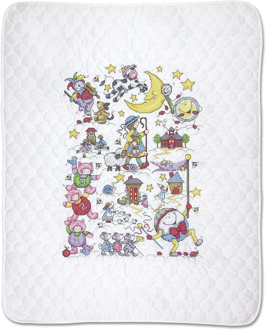 Design Works Crafts Janlynn Stamped for Cross Stitch Baby Quilt Kit, Nursery Rhymes