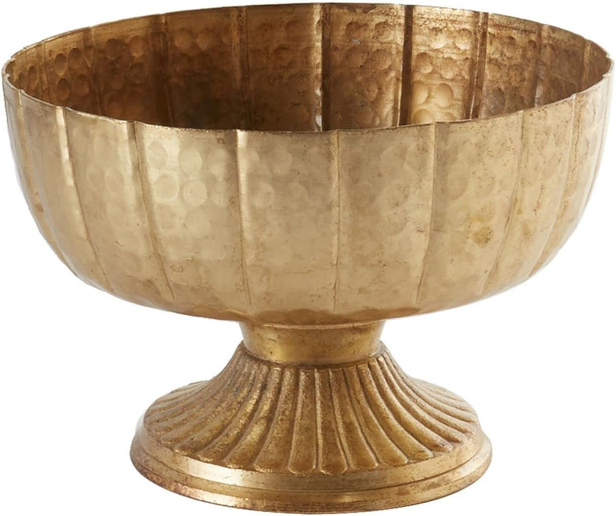 Distressed Gold Metal Compote Bowl | Gold Compote Vase l Lita Metal Vase l Indoor and Outdoor Compote for Any Event Decoration