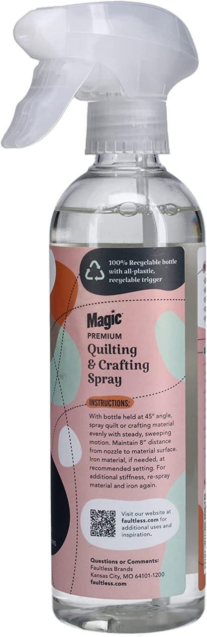 Magic Premium Quilting Crafting Spray Bottle – Fabric Spray for Cutting, Creasing, and Sewing Wrinkle Spray (16oz Trigger)