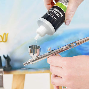 Jacquard Airbrush Paint Exciter Pack with Airbrush Cleaning Kit and Brush Cleaner Solution - Airbrush Clean Pot Glass Cleaning Jar with Holder, Air Brush Cleaner and Thinner & Accessories Kit