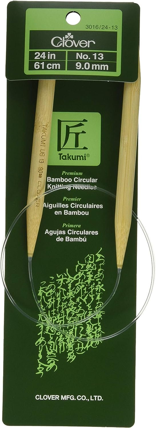 Clover 3016/24-13, Takumi Bamboo Circular 24 inch Knitting Needles, Size 13