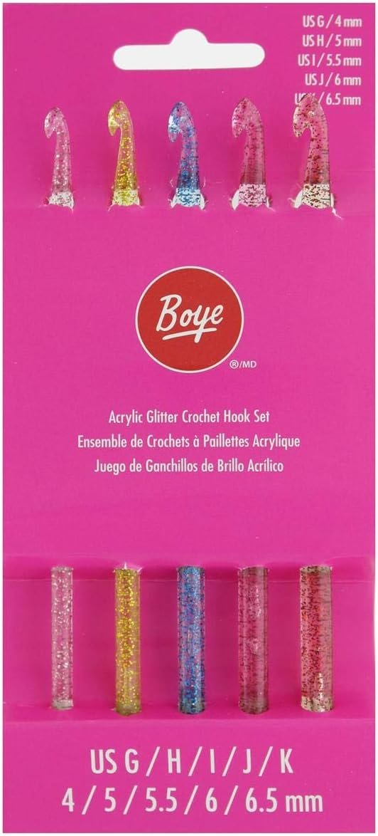 Boye 332621800GM Aluminum Crochet Hook, Size G, 4.25 mm, 6'', Pink