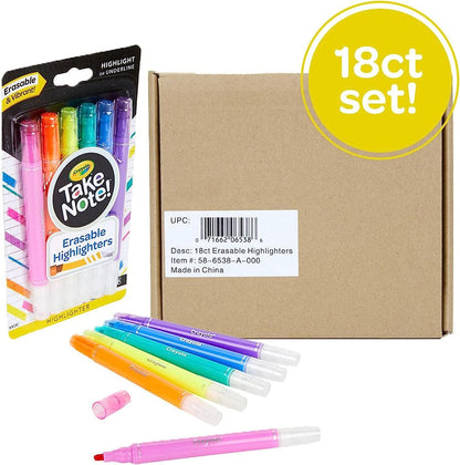 Crayola Take Note Erasable Highlighters, Cool School Supplies, Chisel Tip Markers, 6 Count