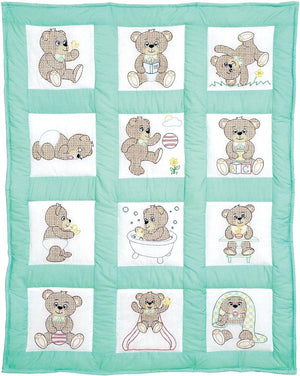 Jack Dempsey Needle Art Teddy Bears Nursery Quilt Blocks, White, 9 by 9-Inch