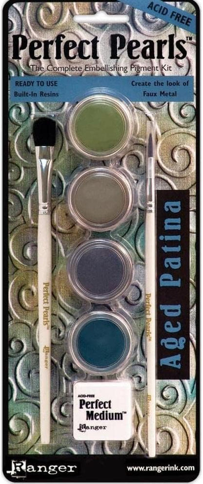 Ranger Perfect Pearls Kit 1 Metallics, Kit 2 Jewels and 3 Aged Patina, Bundle of Items (PPP-KIT 15963, 16007, 21803)