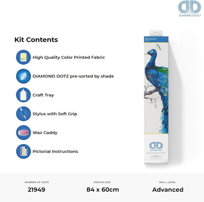 DIAMOND DOTZ Blue Peacock Diamond Painting Artwork Kit