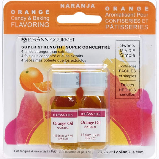 LorAnn Orange Oil SS Natural Flavor, 1 dram bottle (.0125 fl oz - 3.7ml - 1 teaspoon) Twin pack blistered