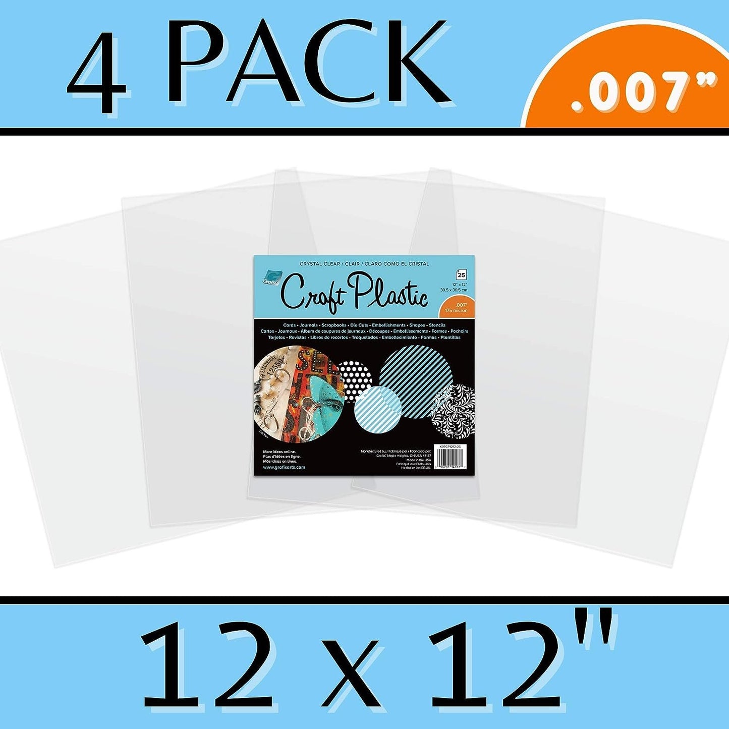 Grafix Clear Craft Plastic .007 Thickness 6-Inch by 6-Inch