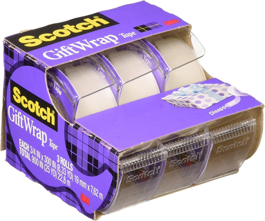 Scotch Gift Wrap Tape 0.75 x 300, 3 Pack