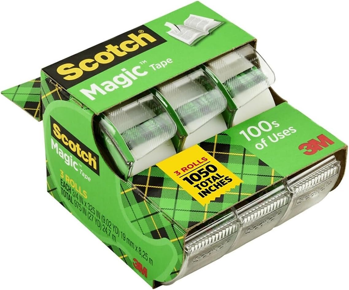 Scotch Brand Learning Resources MMM3105 Scotch Magic Tape 3/4 Inch X 300 Inches 3 ea, Translucent (55)