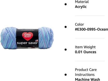 E300 Super Saver Yarn, Ocean, 5 oz - 3 Packs