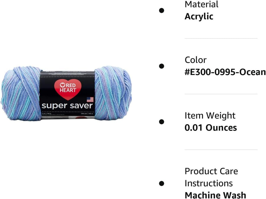 E300 Super Saver Yarn, Ocean, 5 oz - 3 Packs