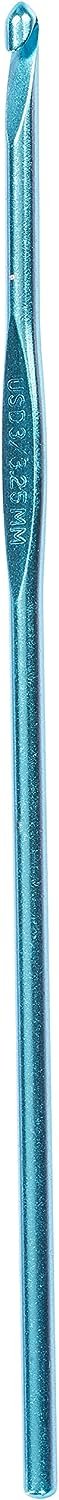 Susan Bates 5-1/2-Inch Silvalume Aluminum Crochet Hook, 9mm, Blue (Parent)