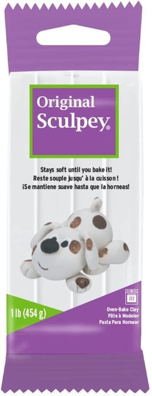 Original Sculpey® White, Non Toxic, Polymer clay, Oven Bake Clay, 1 pound great for modeling, sculpting, holiday, DIY and school projects. Great for all skill levels