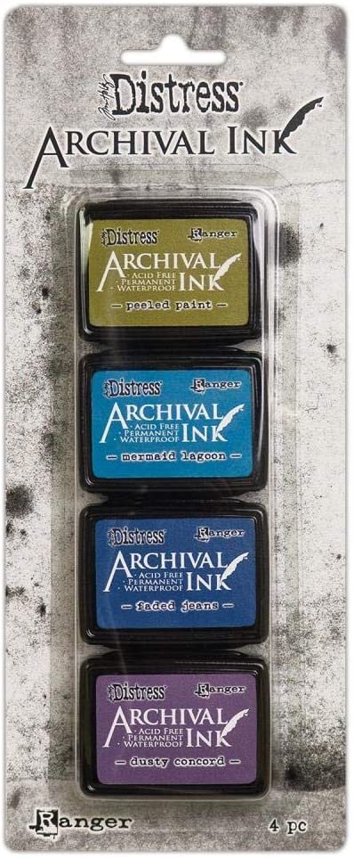 Tim Holtz Distress Archival Mini Ink Kit 1, Kit 2, Kit 3 and Storage Tin - 4 Item Bundle