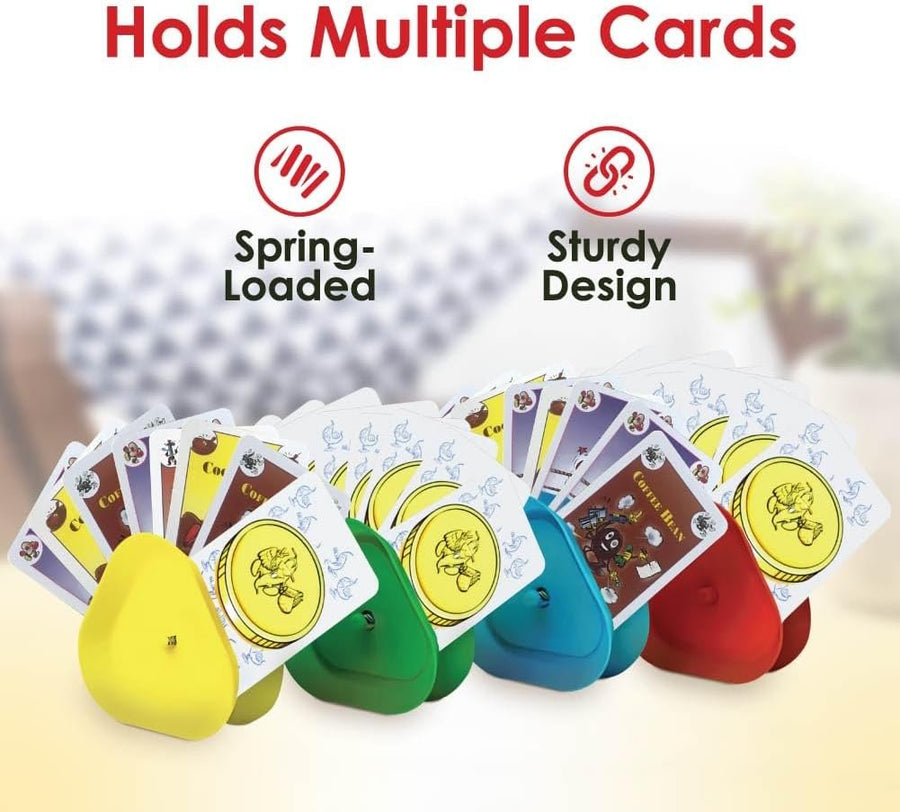 Bohnanza Card Game with Card Holder for Playing Cards (4 Pack) - Bohnanza Bean Game and Playing Cards Holder - Works With Any Size Playing Cards for Seniors with Bad Hands - Classic Card Games