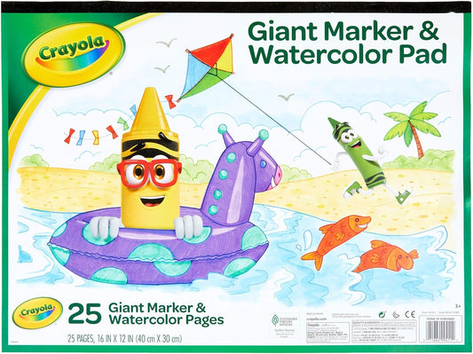 Crayola Giant Marker and Watercolor Pad, Kids Art Supplies, Gift , White includes 1 Pad (25 sheets)