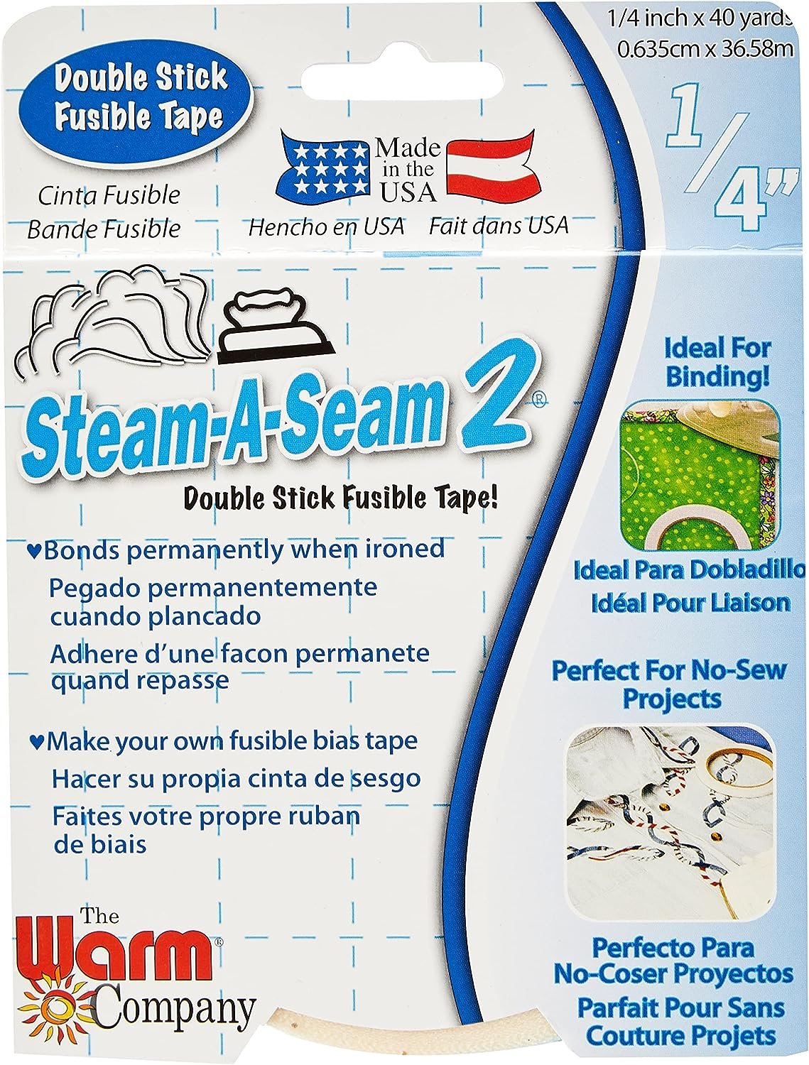 Warm Company Steam-A-Seam 2 Double Stick Fusible Web 1/4"X40 Yards