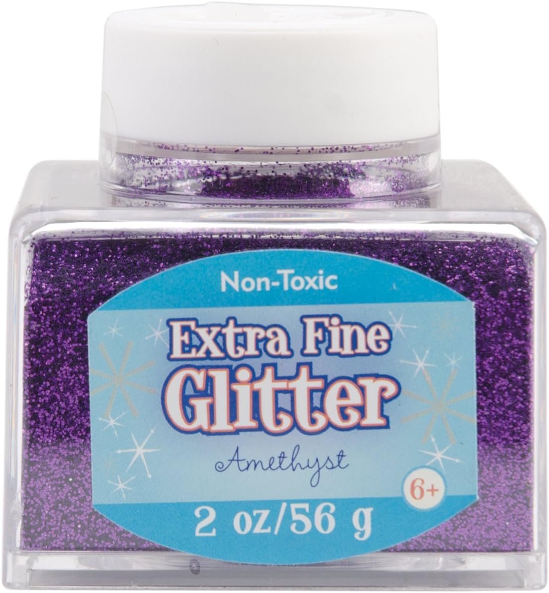 Sulyn Extra Fine Amethyst Purple Glitter Stacker Jar, 2 Ounces, Non-Toxic, Stackable and Reusable Jar, Multiple Slot Openings for Easy Dispensing and Mess Reduction, Purple Glitter, SUL50866
