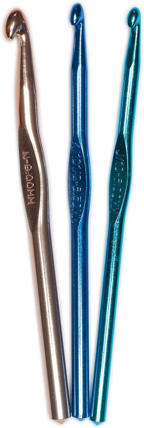 Boye Rounded Aluminum Crochet Hook Set, Sizes J-N