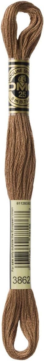 DMC 117-3862 Mouline Stranded Cotton Six Strand Embroidery Floss Thread, Dark Mocha Beige, 8.7-Yard