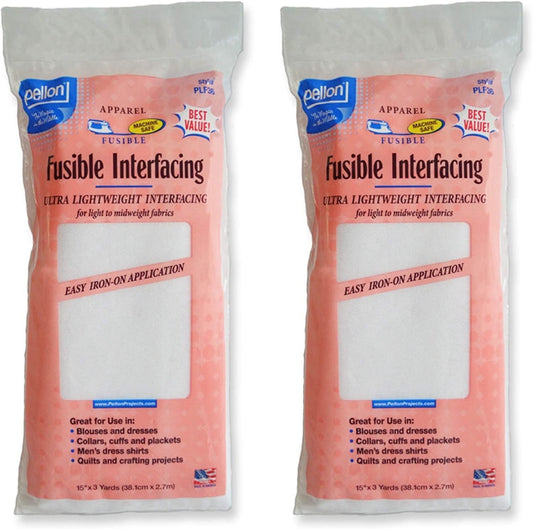 Pellon 15 inches x 3 yards White Fusible Interfacing, 2 Pack