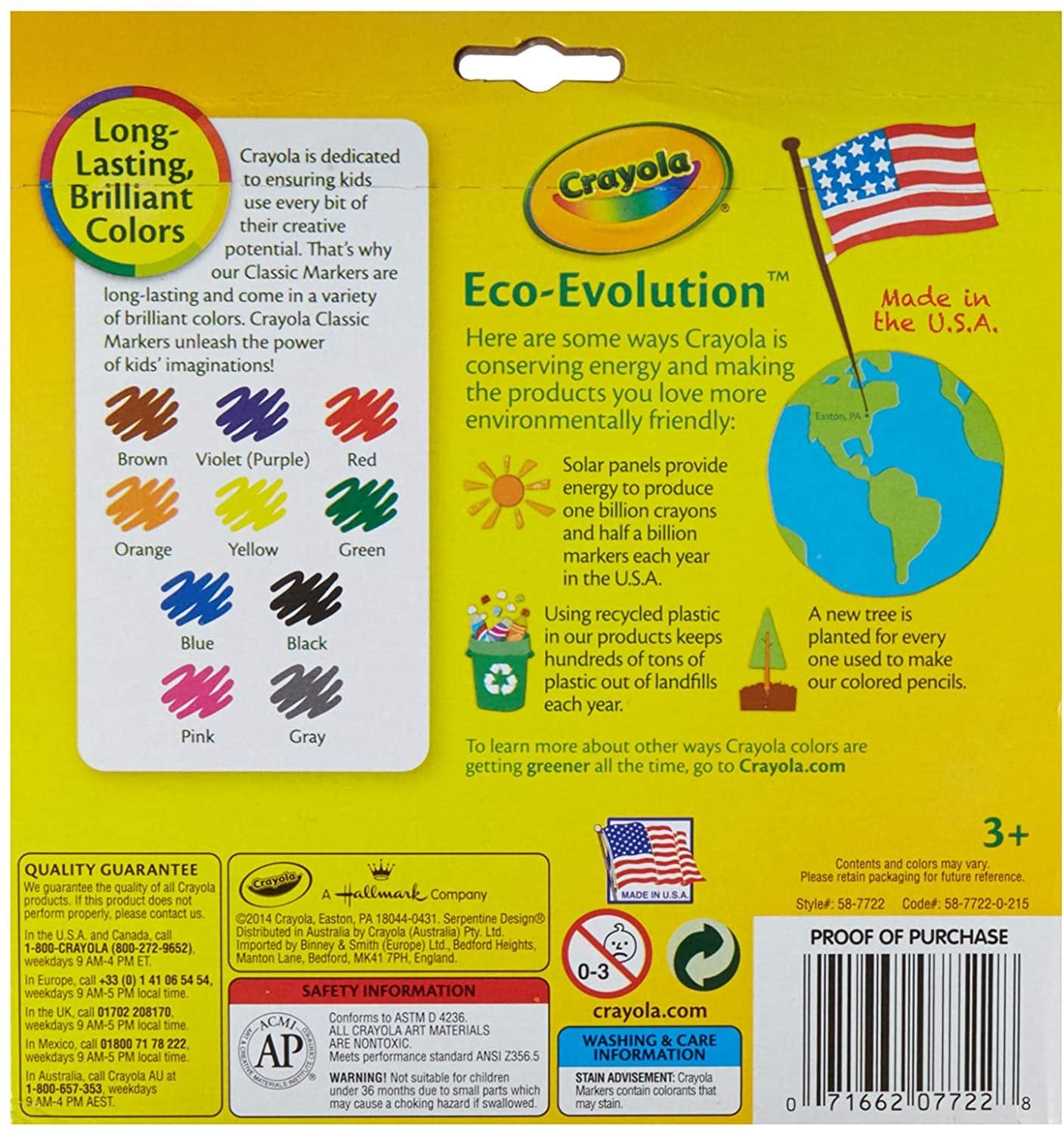 Crayola Broad Line Markers, Classic Colors 10 Each (Pack of 2)