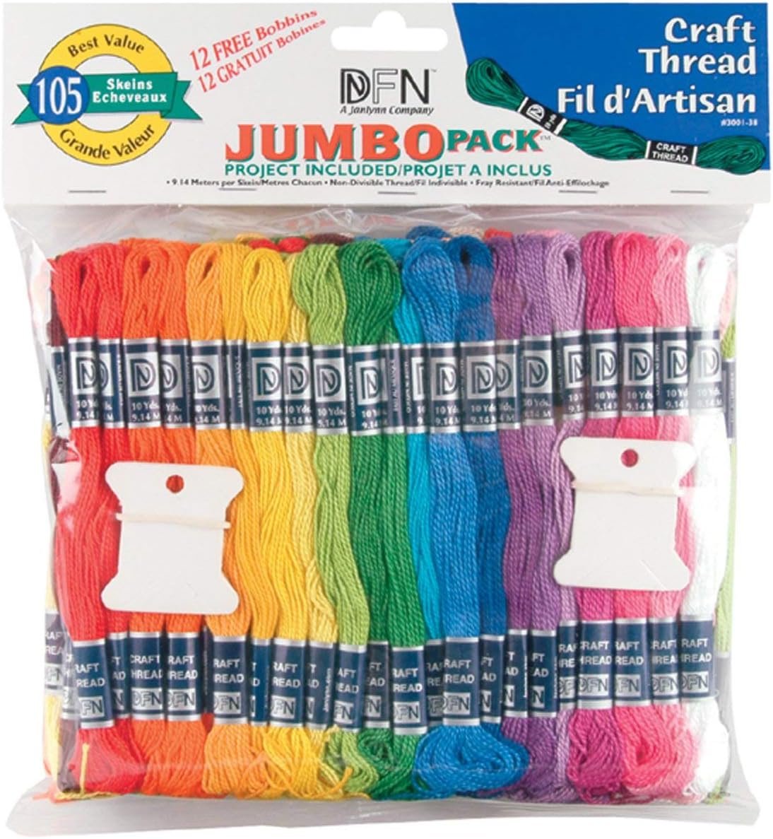 Janlynn Value 105 Skein Jumbo Craft Thread Pack, Multi