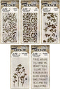 Tim Holtz - Stencils Set 1 - Five Item Bundle - Blossom, Flourish, Lace, Wildflower, and Valentine