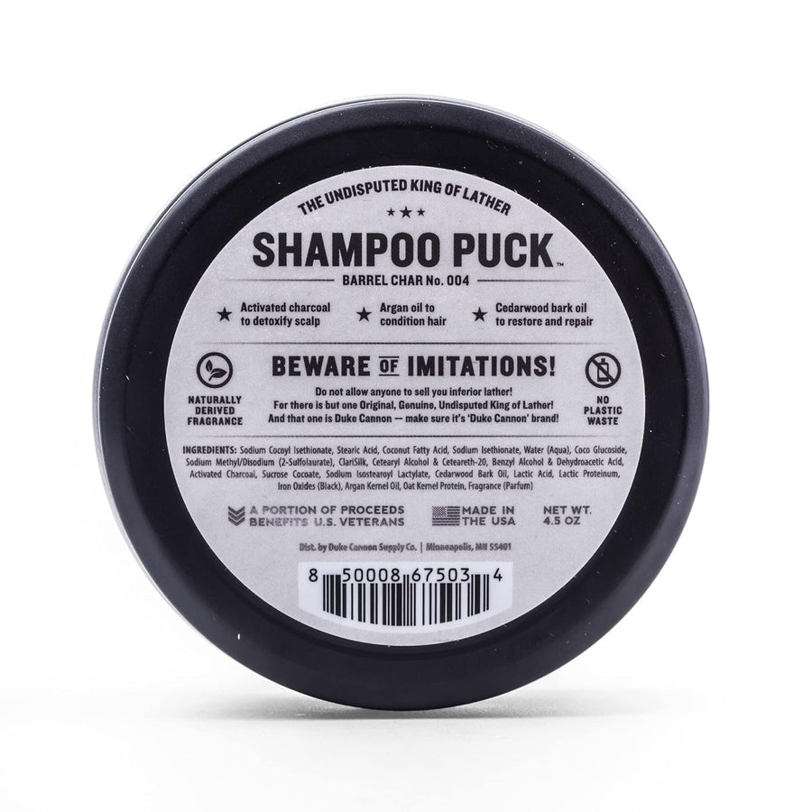 Duke Cannon Supply Co. Shampoo Puck for Men Barrel Char No. 004 Multi-Pack - Eco Friendly, Plastic Free, Solid Shampoo, Super Concentrated, Long-Lasting, TSA Approved, Sulfate-free, 4.5 oz (3 Pack)