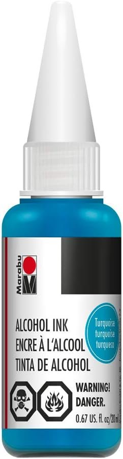 Marabu Turquoise Alcohol Ink - 20ml - Immerse Yourself in The Vibrant Waters of Tropical Escapes, Embracing The Spirit of Adventure and Discovery