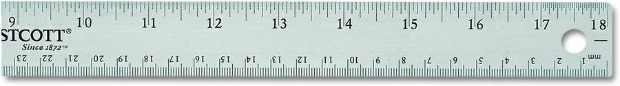 Westcott 10417 Stainless Steel Metal Ruler with Non-Slip Cork Base, 18 In