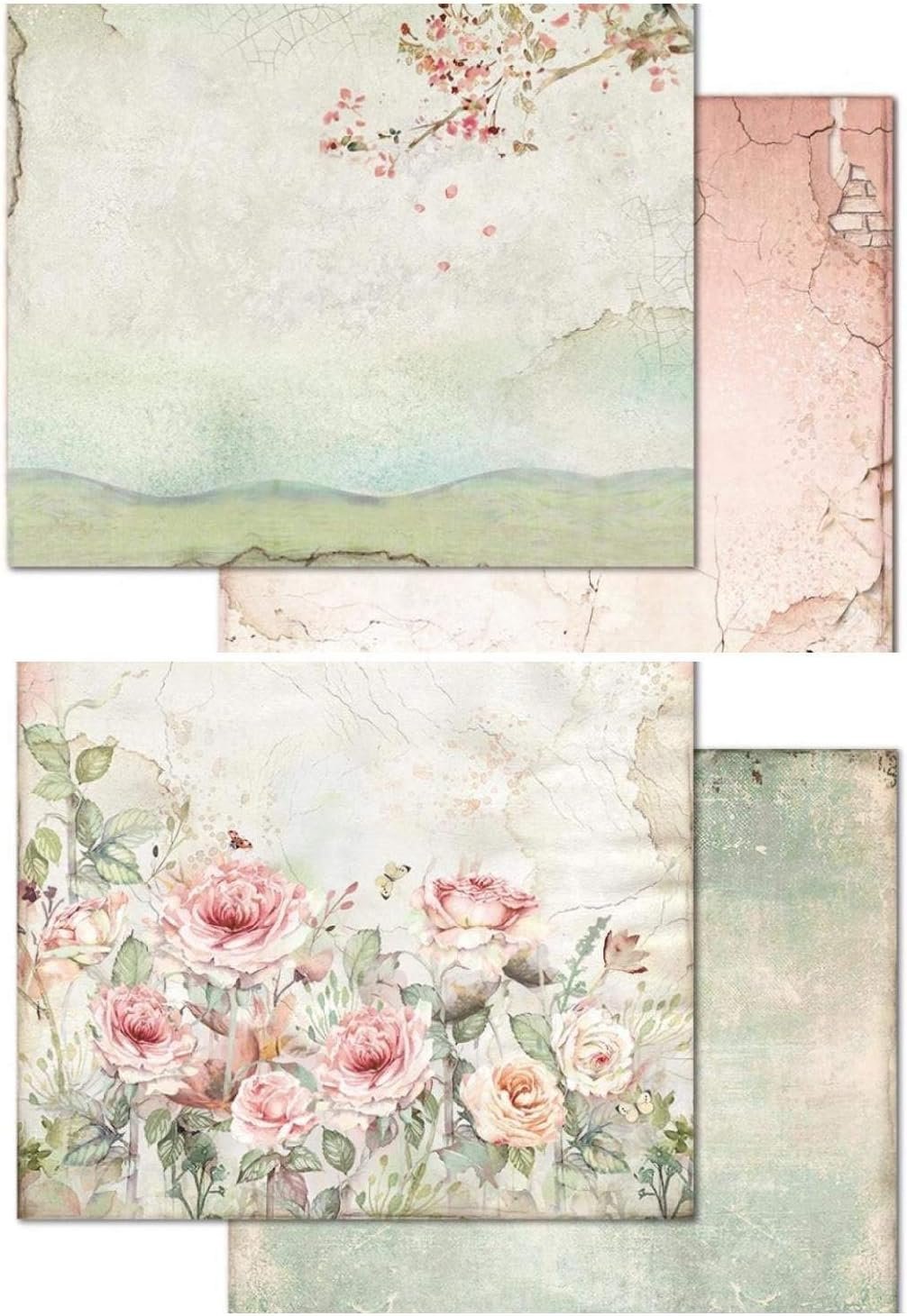 STAMPERIA INTERNATIONAL, KFT PAPER PAD 12X12 10PK HOUSE ROSE, 30.5 x 30.5 (12" x 12"), Multicoloured