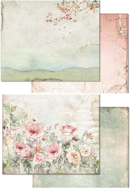 STAMPERIA INTERNATIONAL, KFT PAPER PAD 12X12 10PK HOUSE ROSE, 30.5 x 30.5 (12" x 12"), Multicoloured