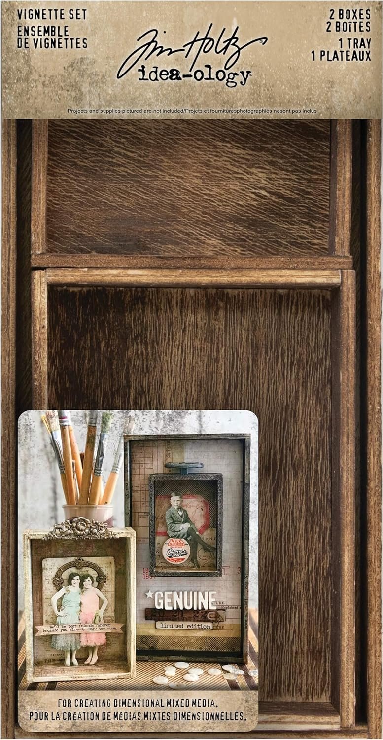 Tim Holtz, Advantus Vignette Set Wooden Boxes, brown