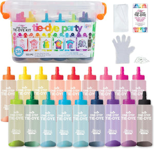 Tulip One-Step Tie-Dye Party, 18 Pre-Filled Bottles, Creative Group Activity, All-in-1 Fashion Design Kit, 1 Pack, Rainbow