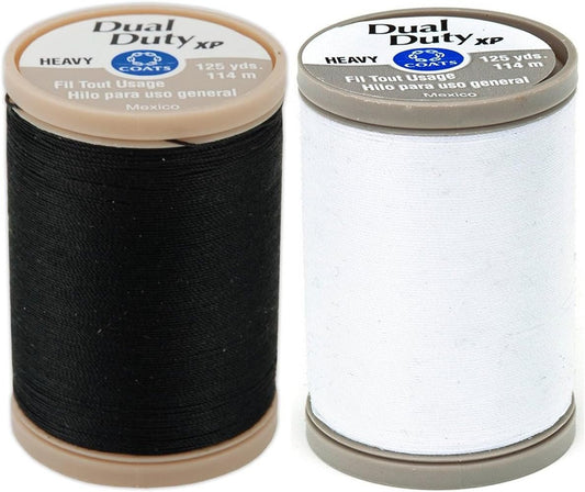 2-PACK - Coats & Clark - Dual Duty XP Heavy Weight Thread (Black + White) 125yds Each
