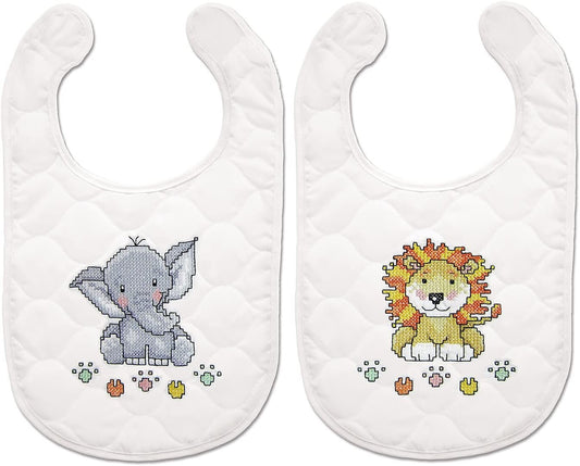 Design Works Crafts Janlynn Stamped for Cross Stitch Baby Bib Kit, in The Jungle