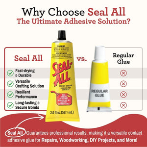 Seal All 380112 (2 fl oz) Contact Adhesive and Sealant with Snip Tip Applicator (x4) and Glue Spreader Tools (x5) - Cyanoacrylate Adhesive with Tools for Crafts, Repairs, DIY Projects, and More.