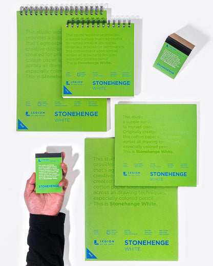 Legion Stonehenge Wired Pad , Cotton Deckle Edge Paper, White Paper, 32 Sheets, 9 x 12"