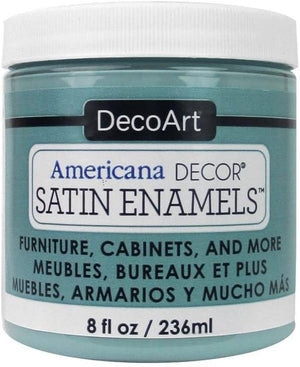 DecoArt Satin Enamels Acrylic Paint for Furniture, Cabinets and More, 8 fl. oz Jar, Seaside Blue (Pack of 1)